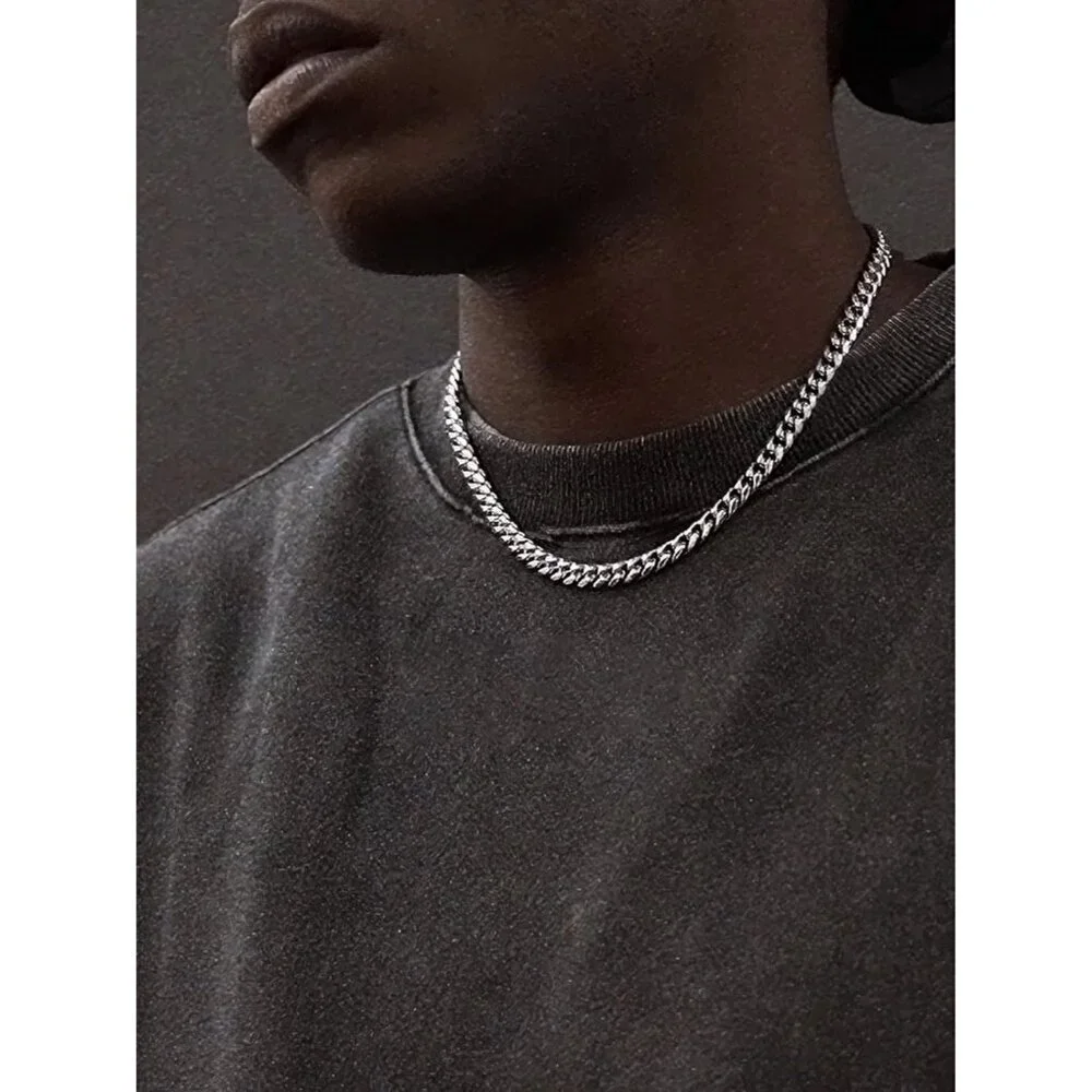 Miami Cuban Link Chain Necklace for Men Stainless Steel or Gold Plated Hip Hop